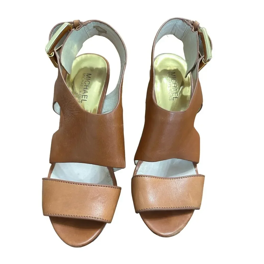 Michael by Michael Kors Leather Slingback Sandals Size 7.5 Multistrap Buckle